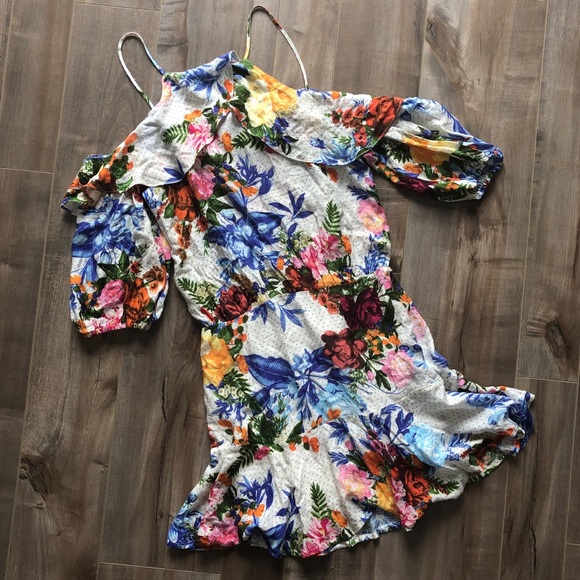 Farm Rio floral printed ruffle mini dress - Picture 2 of 8